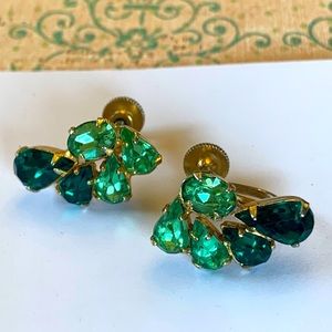 Green rhinestone crystal earrings